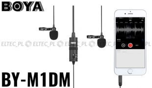 Podwójny krawatowy mikrofon pojemnościowy BOYA, model BY-M1DM