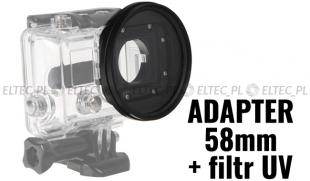 Zestaw do GoPro HERO 3,4: adapter filtrowy na 58mm + filtr UV (GP150 + UV)