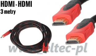 Przewód kabel HDMI - HDMI full HD 1080p 3m